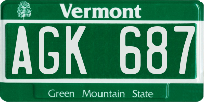 VT license plate AGK687