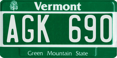 VT license plate AGK690