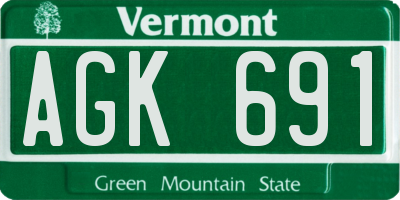 VT license plate AGK691