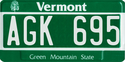 VT license plate AGK695
