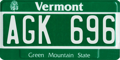 VT license plate AGK696