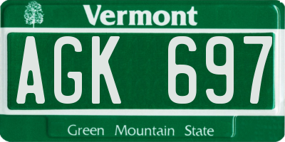VT license plate AGK697
