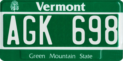 VT license plate AGK698