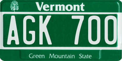 VT license plate AGK700