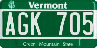 VT license plate AGK705
