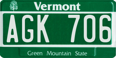 VT license plate AGK706
