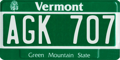 VT license plate AGK707