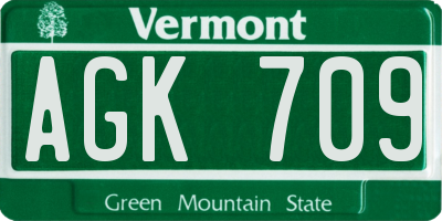 VT license plate AGK709