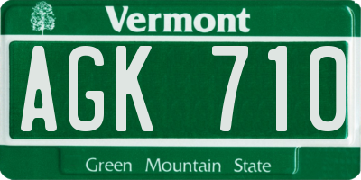 VT license plate AGK710