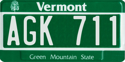 VT license plate AGK711