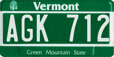 VT license plate AGK712