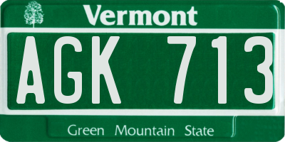 VT license plate AGK713