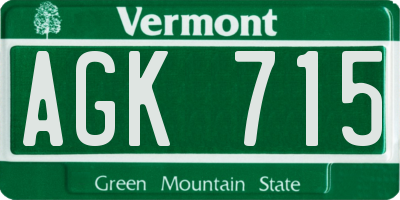 VT license plate AGK715