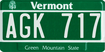 VT license plate AGK717