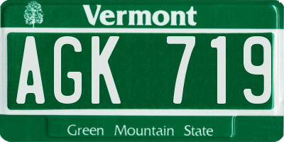 VT license plate AGK719