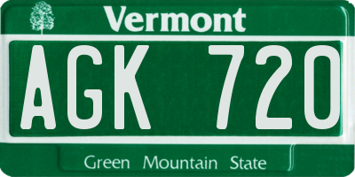 VT license plate AGK720
