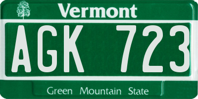 VT license plate AGK723