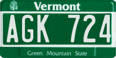 VT license plate AGK724