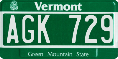 VT license plate AGK729
