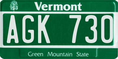 VT license plate AGK730