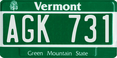 VT license plate AGK731