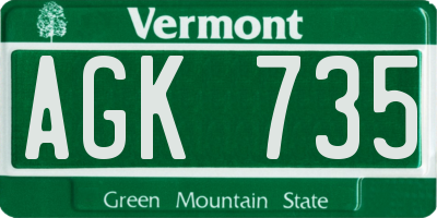 VT license plate AGK735