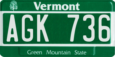 VT license plate AGK736