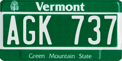 VT license plate AGK737