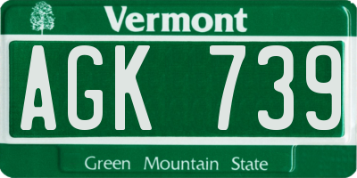 VT license plate AGK739