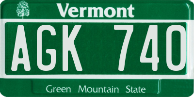 VT license plate AGK740