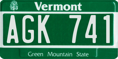 VT license plate AGK741