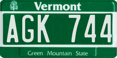 VT license plate AGK744