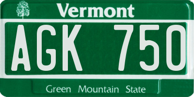 VT license plate AGK750