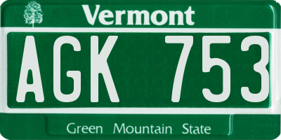 VT license plate AGK753