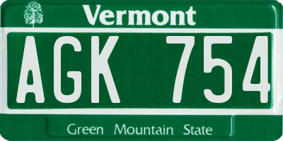 VT license plate AGK754