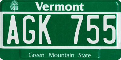 VT license plate AGK755