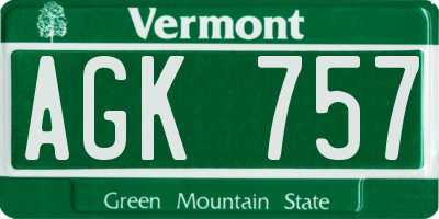 VT license plate AGK757