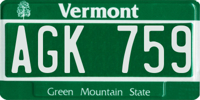 VT license plate AGK759