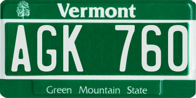 VT license plate AGK760
