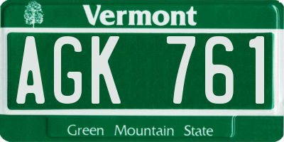 VT license plate AGK761