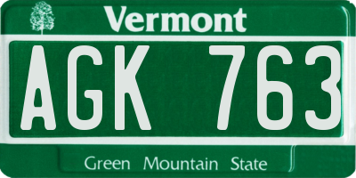 VT license plate AGK763