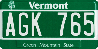 VT license plate AGK765