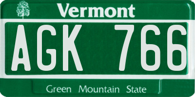 VT license plate AGK766