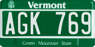 VT license plate AGK769