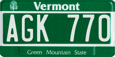 VT license plate AGK770