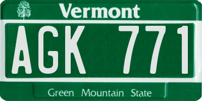 VT license plate AGK771