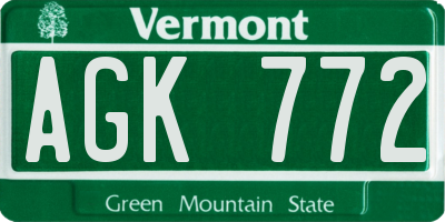 VT license plate AGK772