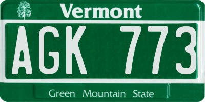 VT license plate AGK773