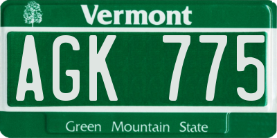 VT license plate AGK775