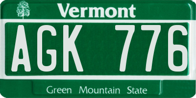 VT license plate AGK776